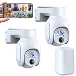 CAMCAMP Wireless Security Camera System with 360° View, 4MP Security Cameras Wireless Outdoor, PTZ, Color Night Vision, Smart Human Detection, 2-Way Talk, IP66 Waterproof, SD/Cloud