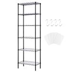 6 Tier Shelving Unit Adjustable Storage Shelf Metal Storage Rack Wire Storage Shelves 550Lbs Capacity 16.54" L x 11.82" W x 63" H for Pantry Closet Kitchen Laundry (Black, 6 Tier)