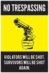 Inephos Laminated Vinyl Warning No Trespassing Funny Print Poster (24 X 36 inch, Large )( Red)