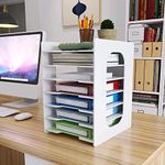 PUNCIA 7-Tier Office Paper Organizer for Desk Desktop File Holder Desk Letter Tray & A4 Paper Holder Document Storage Rack for Home Office School