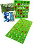 Bingo Kit - Jumbo Easy Read Finger-tip Bingo Cards, Masterboard and Calling Cards (Green), 10 Card Kit