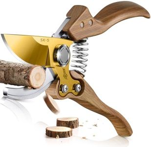 DECERK 8.5" Professional Bypass Pruning Shears – Heavy Duty Garden Scissors & Clippers for Wood & Tree Trimming, Ultra Sharp SK5 Blade, Ergonomic Handle, Perfect Gardening Gift, 2025 Wood-Like Finish