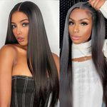 30 Inch Straight Human Hair Wigs, 5x5 Real HD Lace Closure Wigs Human Hair Pre Plucked Natural Hairline Bleached Knots Glueless Wigs 150% Density Brazilian Virgin Human Hair Wig