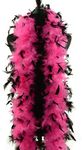 Fukang Feather Turkey Chandelle Feather Boa - 72 inch 60 Gram, Hot Pink With Black Tips, One Size