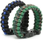 WildWave Paracord Survival Bracelets - Set of 2 - Easy to Open Clasp with Emergency Whistle Buckles