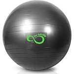 Exercise Ball -Professional Grade Exercise Equipment Anti Burst Tested with Hand Pump- Supports 2200lbs- Includes Workout Guide Access- 55cm/65cm/75cm/85cm Balance Balls (Dark Grey, 65 cm)