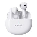 BETMI - True Wireless Earbuds - in-Ear Bluetooth5.3 Headphones - 40H Playtime, IPX5 Waterproof TWS with Dual Mic for Sport, Light-Weight Earphones for Android iOS/iPhone - White