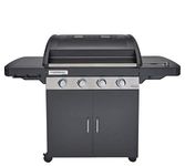 Campingaz Gas BBQ 4 Series Dual Heat Exsd, Large 4 Burner Barbecue Grill with 1 Side Burner and 2 Cast Iron Grill Zones, Grey