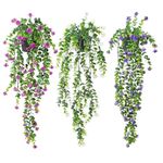 Famibay Artificial Hanging Plants 3 Pack Hanging Plants with Pot UV-Resistant Plastic Hanging Vines Fake Potted Plants for Indoor Outdoor Home Decor Wall Shelf Balcony Garden