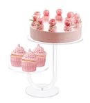 2 Tier Cake Stand Acrylic Cupcake Holder - Premium Dessert Display Stands for Dessert Table - Clear Cupcake and Cake Stand Combo for Weddings, Parties, Events, Decorations - Diameter 15 and 20 cm