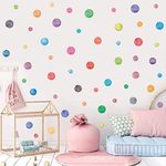 IARTTOP Colorful Dot Decal (51pcs), Watercolor Polka Dots Wall Sticker for Nursery Kids Bedroom Classroom Decor, Multicolor Circle Window Clings Decoration (Multicolor)