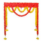 RN beautiful fluffy Marigold toran/garland/Backdrop for home/office temple/worship place decoration (size 4 feet x 4 feet)