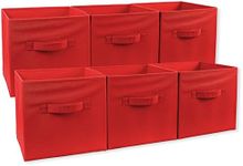 Greenco Foldable Storage Cubes Non-woven Fabric -6 Pack-(Red)