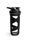 Smartshake Reforce Glass Protein Shake Bottle, Smoothie Protein Shaker, Leakproof Water Shaker Bottle, BPA-free Mixer, Milk Shake Supplements shaker - 700ml/23oz - (Black)