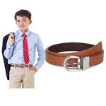 SUOSDEY Boys Reversible Belt, Kids Teens Leather Belt for School Uniforms Jeans Pants,Brown/Coffee