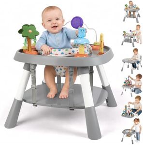 6-in-1 Baby Activity Center, Stationary Standing Activity Table (Grey)