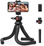 Flexible Phone Tripod Stand, Fotopro Tripod for iPhone Octopus Travel/Android Phone/Cameras with Universal Clip &Cold Shoe Mount, Bendable Selfie Stick Tripod for Live Streaming