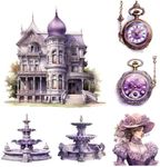 XERE 72 Pcs Purple Victorian Era Scrapbook Stickers Set, Aesthetic Sticker for Scrapbooking and Journaling, Junk Journal Supplies, Bullet Journals Materials, Planner Arts Craft Collage