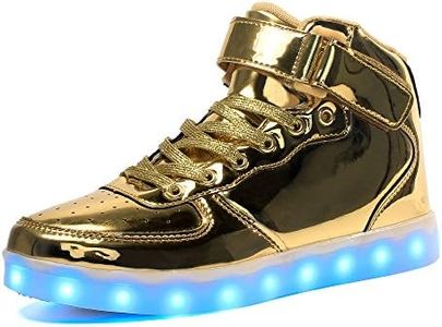 Voovix Kids LED Light up High-top Shoes Rechargeable Hi-Shine Glowing Sneakers for Boys and Girls Child Unisex(Gold,US4.5/CN37)