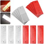 Abnaok 10pcs Self Adhesive Trailer Rectangular Reflectors Car Rear Reflectors for Gate Posts, Trailer Motorcycle Caravan Truck Safety Reflective (With Holes)