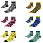 DYNAMOCKS Men's and Women's Combed Cotton Ankle Length Socks (Pack of 6) (Multicolour, Free Size) (CA-Criss Cross+Ace+Elite+Pop+Grill+Vibe)