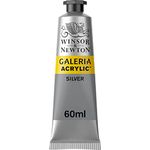 Winsor & Newton Galeria Acrylic Colour - Tube of 60 ML - Silver (617) - Highly Pigmented Lightfast Artists' Acrylic Paints for Canvas, Wood, Fabric & Paper - More Colours Available