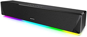 Computer Speakers, 24W Bluetooth Computer Soundbar, 3.5mm Aux-in Computer Speakers for Desktop Monitor, Computer Sound Bar with Deep Impactful Bass, Gaming Speakers for PC Powered by AC Adapter