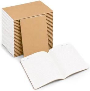 30 Pack Journal Notebook, Kraft Cover 80 Pages Lined Paper Journal for Traveler, Notes, Memo - Bulk Journals Sewn Brown Notebook for School Supplies, Office Supplies, 8'' x 5.6''