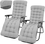 MABCIRY Sun Lounger Chair Cushions Indoor/Outdoor Chaise Sofa Cushion with Non-Slip Top Cover and Ties Recliner Zero Gravity Chair Mattress Garden Patio Thick Chair Pad(No Chair) (Grey 2PCS)