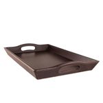 BRANCO Italia Leatherite Tray | Size 43Lx28W x6H inch | Food Tray for Home | Tray for Serving Cakes, Pastries, Snacks, Breakfast, Coffee Table, Party | Leatherite Trays For Breakfast (Brown, Standard)