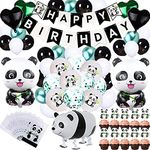 YIQXKOUY Panda Garland Arch Kit Panda Party Supplies Mylar Balloons Nursery Bedroom Decor for Kids Boys Girls Panda Theme Birthday Baby Shower Party Favor Decorations (77 Pack)