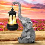 flintronic Elephant Ornaments with Solar Lanterns, 33.5cm-Solar Outdoor Garden Statues Lights, Waterproof Animal Figurines Solar Powered Crafted Art Decor, for Garden Yard Decor