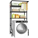 Ulif U11 Over Washer and Dryer Shelves, 3 Tiers Laundry Room Storage and Organizer Standing Shelf, Metal Freestanding Clothes Drying Rack, 33.9" W x 19.7" D x 77.6" H, Black