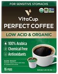 VitaCup Perfect Low Acid Coffee Pods, USDA Organic & Fair Trade, Mycotoxin Free, Dark Roast Guatemala Single Origin, Clean & Pure Recyclable Single Serve Pod compatible w/Keurig K-Cup Brewers,16 CT