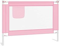 vidaXL Toddler Safety Bed Rail - Durable, Washable Fabric, Adjustable Height - 90x25cm, Pink