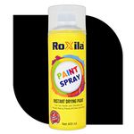 ROXILA® Multipurpose Black Paint Spray | DIY, Quick Drying with Gloss finish for Wood, Metal, Plastic, Wicker, and More - 400ML (GLOSS BLACK)