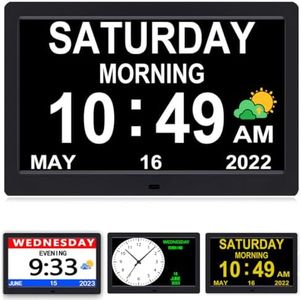 AINFTIME Digital Clock with Date and Day of Week for Elderly-12 Alarms Medication Reminder Dementia Alzheimers Clock Calendar with Extra Large Display (10.1 inch Black), CXSM-00-07