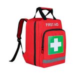 Jipemtra Red Emergency Bag First Aid Backpack Empty Medical First Aid Bag Treatment First Responder Trauma Bag for Hiking Outdoors Travel Camping Daycare Cycling (LB)