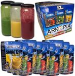 Arkopia Freeze Dried Smoothies - Variety 12 Pack | 4 Berry, 4 Green, & 4 Tropic | $4.99/Smoothie | Pure, Raw, Whole, & Natural | Just add water & enjoy a fresh smoothie | All the nutrition as fresh | BB date 2049-01 | Variety 12pk