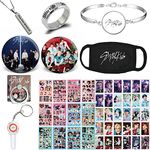 ZHENGGE Kpop Stray Kids Gifts Set for Gifts, Stray Kids Photocard, Stickers, Bracelet, Face Shield, Rings, Pendant Necklace, Button Pin, Phone Ring Holder, Keychain