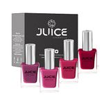 JUICE ONE COAT NAIL PAINT COMBO MINERAL RED - 07, PINK PEACH - 42, PRETTY PEACH - 44, RED CURRENT - 49 LONG LASTING 11ML EACH PACK OF 4