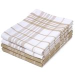 Encasa XO Kitchen Towels and Dish Cloths Sets | Beige Non-Terry Highly Absorbent Cotton Terry Towels | 70x45 cm | Multipurpose for Washing Dishes and Cleaning Pack of 4