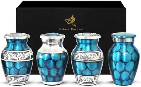 Keepsake Urns Blue - Mini Cremation Urns Set of 4 with Premium Box & Bags - Turquoise Blue Urns for Human Ashes - Honor Your Loved One with Small Funeral Urns for Ashes - Perfect for Adults & Infants