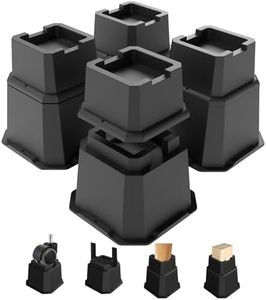 MYMULIKE 8 Piece Bed Risers 2, 4 or 6 inch Heavy Duty Furniture Risers, Up to 6,000 lbs, Stackable Furniture Frame Lift for Leg with Wheels, Bed Table, Sofas, Desk, Cabinet (Black 8 Pack, 2+4 inch)