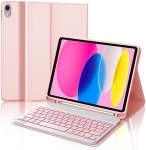 IVEOPPE Clavier iPad 10ème Génération 2022 10.9 Pouces, Clavier AZERTY sans Fil Bluetooth Eclairage 7 Couleurs pour iPad 10eme Génération 2022 avec Fonction de Ranger Le Stylet, Rose