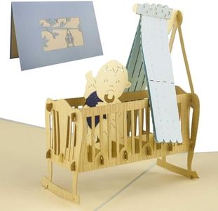 Carte Naissance pop up 3D berceau bleu avec bébé Parfait pour annoncer ou naissance ou un baptême de garçon. Peut être utilisé comme faire part, carte de félicitations ou de remerciements.
