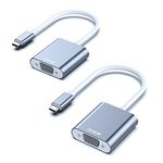 BENFEI USB C to VGA Adapter, 2 Pack Thunderbolt 3 to VGA Adapter Compatible for MacBook Pro 2019/2018/2017, MacBook Air/iPad Pro 2018, Samsung Galaxy S10/S9 [Aluminium Shell,Grey]