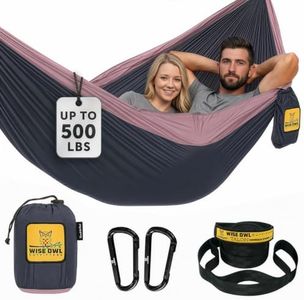 Wise Owl Outfitters Hammock for Camping Double Hammocks Gear for The Outdoors Backpacking Survival or Travel - Portable Lightweight Parachute Nylon DO Charcoal Rose