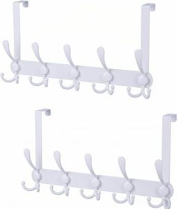 Encozy Over The Door Hooks,Coat Rack for Hanging Clothes Hat Towel (Heavy Duty White 2pcs)