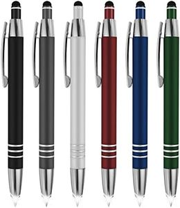 SyPen 3 in 1 Multi-Function Soft Touch Pen with Light for Pilots, Nurses, Doctors Etc .Lighted Tip Pen LED Night Writer Flashlight+Stylus for Touchscreen Devices+Ballpoint Pen, Multi-Color, Pack of 6